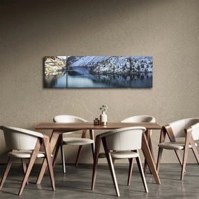 Obraz - zimowy krajobraz z jeziorem (170x50 cm)