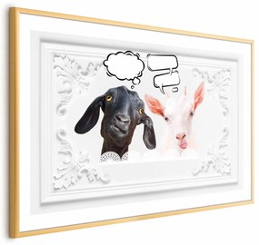 Plakat Śmieszne kozy 30x21 cm z ramą złotą bez marginesu ARTGEIST B