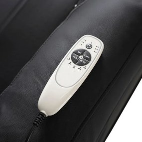 Fotel Masujący BOX Rozkładany Wypoczynkowy z Podnóżkiem Czarny Ekoskóra Loft
