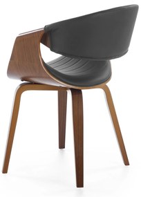 Krzesło z giętej sklejki orzech, tapicerowane siedzisko czarne z eco K544