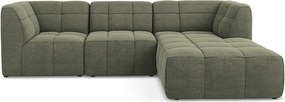 Zielony narożnik z materiału bouclé (prawostronny/z szezlongiem) Aloha – Makamii