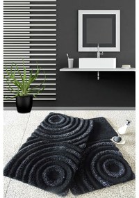 Czarne dywaniki łazienkowe zestaw 3 szt. 100x60 cm Wave – Foutastic