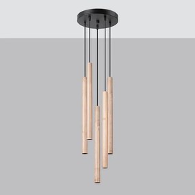 Lampa wisząca PASTELO 5P drewniana