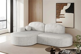 Narożnik z funkcją spania i pojemnikiem Modena Runden, tkanina Poso, Beżowy, Lewy