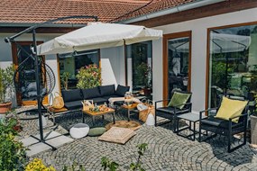 Ogrodowy parasol składany LEVI 300 cm, beżowy + darmowe opakowanie