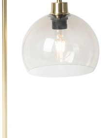 Nowoczesna lampa stołowa mosiężna z kloszem w kolorze dymu - Maly Nowoczesny Oswietlenie wewnetrzne