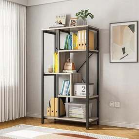 Regał w stylu industrialnym z 8 półkami – 132 x 74 x 35 cm | Czarny i brązowy | Nowoczesny design loftowy