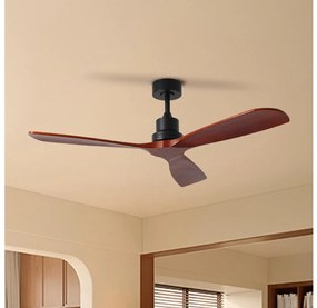 ZEVENTI - Wentylator sufitowy LIONI z Wi-Fi Tuya, czarny/dąb + pilot