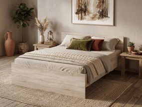 Łóżko ELISA 180 x 200 cm, dąb sonoma Stelaż: Ze stelażem listwowym rolowanym elastycznym, Materac: Materac Coco Maxi 20 cm