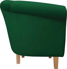 Fotel Milo tkanina Welur wygodny fotel tapicerowany do salonu i sypialni : Kolor nogi - Drewno, Kolor tkaniny - VELVET - MG25, Wysokość nogi - 15 cm
