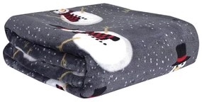 Świecący świąteczny mikropluszowy koc SNOW BUDDY, szary Rozmiar: 150 x 200 cm