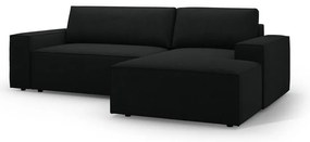 Czarny rozkładany narożnik z materiału bouclé (prawostronny) Jodie – Micadoni Home