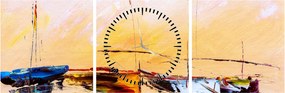 Obraz - Obraz statku (z zegarem) (90x30 cm)