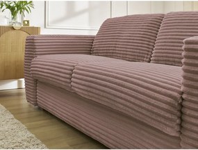 Różowa sztruksowa rozkładana sofa do spania 240 cm Hugo – Bobochic Paris