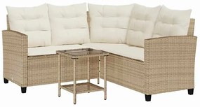 Narożna sofa ogrodowa i stolik beżowy - Omalis