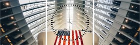 Obraz budynku z flagą USA (z zegarem) (90x30 cm)