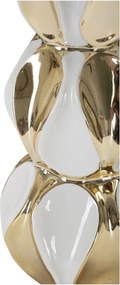 Ceramiczna lampa stołowa w biało-złotym kolorze z tekstylnym kloszem (wysokość 46 cm) Glam Balls – Mauro Ferretti