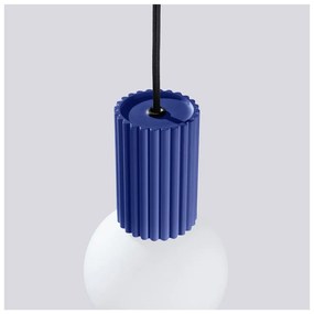 Ciemnoniebieska lampa wisząca ze szklanym kloszem ø 12 cm Orbital – Nice Lamps