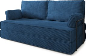 Masseno Sofa piankowa SILAR z funkcją spania, Kanapa z pianki do salonu, Bezmontażowa, Tkanina sztruksowa – Niebieski POSO 05