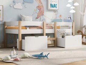 Łóżko mezzanine z litego drewna sosnowego z szufladami - 90x190 cm - Białe