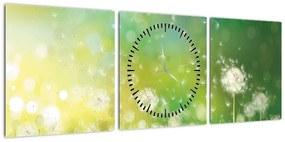 Obraz - Kwitnące mlecze (z zegarem) (90x30 cm)