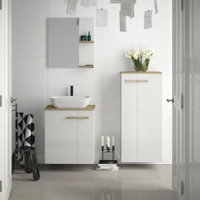 Lustro łazienkowe L-WOOD 79 cm biały połysk KROFAM