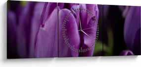 Obraz kwiatów tulipanów (z zegarem) (90x30 cm)
