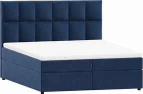 Ciemnoniebieskie łóżko boxspring ze schowkiem 160x200 cm Flip – Ropez