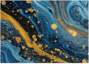 Obraz - Niebieska abstrakcja ze złotem (70x50 cm)