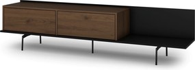 Szafka RTV Zenar 200 cm z metalowymi nogami - orzech elegant / czarny