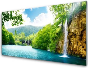 Szkło do Kuchni na Ścianę Wodospad Nad Ukrytym Jeziorem