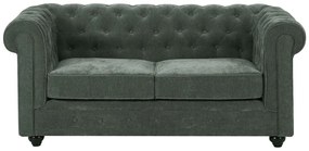 Kanapa 2-osobowa z zielonej tkaniny CHESTERFIELD