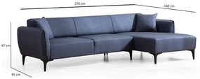 Niebieska sofa narożna Belissimo, prawy narożnik – Balcab Home