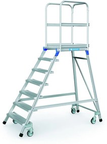 Mobilna aluminiowa drabina platformowa ze schodkami - 7 stopni, 1,68 m