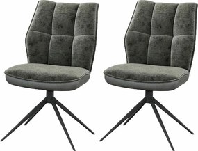 Krzesła do jadalni zestaw 2 szt. - tkanina i metal - szare - BENTI