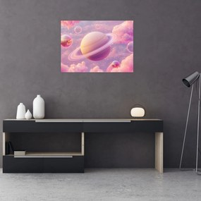 Obraz na szkle - Różowa planeta (70x50 cm)