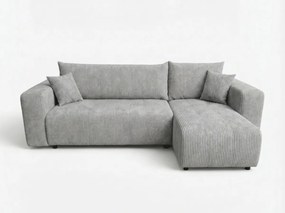 Jasnoszara rozkładana narożna sofa SORELA CORD, dwustronna + 2 poduszki gratis