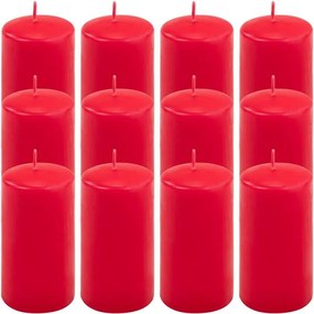 Zestaw świec filarowych, 11,5 cm, Ø 6 cm, czerwone, 12 szt.