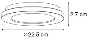 Lampa sufitowa biała 22,5 cm w tym LED 3-stopniowy ściemniacz IP44 - Steve Nowoczesny Oswietlenie wewnetrzne