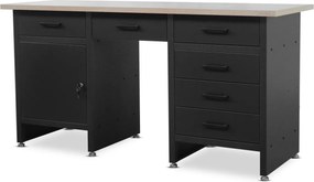 Szeroki stół warsztatowy z szafką i szufladami Frank czarny