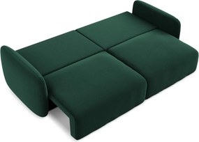 Ciemnozielona aksamitna rozkładana/ze schowkiem sofa 238 cm Kalena – Makamii