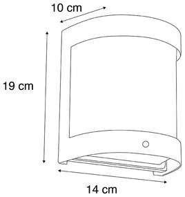 Zewnetrzna Nowoczesny Kinkiet / Lampa scienna zewnętrzny stal czujnik zmierzchu IP44 - Mira Nowoczesny Oswietlenie zewnetrzne