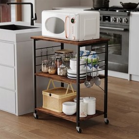 Szafka mobilna na kółkach brązowa stolik śniadaniowy wózek kuchenny 60cm