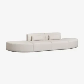 Modułowa Sofa 2-częściowa Z 2 Trójkątnymi Pufami W Tkaninie Bouclé Borjan Chenille Biały - Sklum