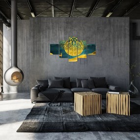 Obraz - Abstrakcja, złoty krajobraz (125x70 cm)