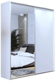 Biała przesuwna szafa z lustrem 200 cm - Estori 3X