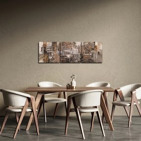 Obraz - Abstrakcja w odcieniach brązu (z zegarem) (90x30 cm)
