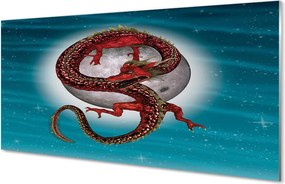 Szklany Panel Japoński Smok na tle Pełni Księżyca