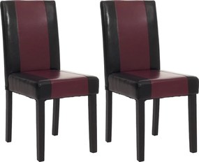 Zestaw 2 krzeseł do jadalni Littau ze sztucznej skóry,  imitacja skóry, czarno-czerwony, ciemne nogi