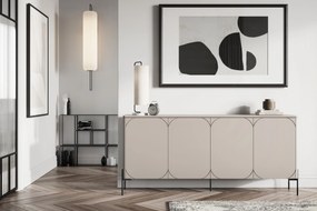 Komoda czterodrzwiowa na metalowych nogach Sonatia 200 cm - kaszmir